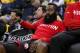 OAKLAND, CA - APRIL 27: James Harden #13 of the Houston Rockets sits on the bench during the final minutes of their loss to the Golden State Warriors in Game Five of the Western Conference Quarterfinals during the 2016 NBA Playoffs at ORACLE Arena on Apr