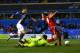 BIRMINGHAM, ENGLAND - APRIL 29: Adam Legzdins of Birmingham City fails to prevent Jordan Rhodes of Middlesbrough scoring the equalising goal during the Sky Bet Championship match between Birmingham City and Middlesbrough at St Andrews on April 29, 2016 i
