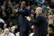 CHARLOTTE, NC - MARCH 21: (L-R) Assistant coach Patrick Ewing and head coach Steve Clifford of the Charlotte Hornets react during their game against the San Antonio Spurs at Time Warner Cable Arena on March 21, 2016 in Charlotte, North Carolina.NOTE TO U