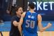 OKLAHOMA CITY, OK - APRIL 18: Mark Cuban owner of the Dallas Mavericks celebrates with Salah Mejri #50 of the Dallas Mavericks after they defeated the Oklahoma City Thunder during the second half of Game Two of the Western Conference Quarterfinals during