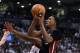 May 3, 2016; Toronto, Ontario, CAN; Miami Heat guard Josh Richardson (0) goes up for a basket against Toronto Raptors in game one of the second round of the NBA Playoffs at Air Canada Centre. Mandatory Credit: Dan Hamilton-USA TODAY Sports