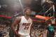 MIAMI, FL - MAY 1: Justise Winslow #20 of the Miami Heat celebrates during the game against the Charlotte Hornets in Game Seven of the Eastern Conference Quarterfinals during the 2016 NBA Playoffs on May 1, 2016 at American Airlines Arena in Miami, Flori