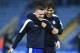 LEICESTER, ENGLAND - JANUARY 23: Jamie Vardy (L) and Leonardo Ulloa (R)of Leicester City talk during the warm up prior to the Barclays Premier League match between Leicester City and Stoke City at The King Power Stadium on January 23, 2016 in Leicester, E