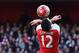 Arsenal's French striker Olivier Giroud tries to head the ball during the English Premier League football match between Arsenal and Norwich at the Emirates Stadium in London on April 30, 2016. / AFP / BEN STANSALL / RESTRICTED TO EDITORIAL USE. No use wi