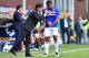 UC Sampdoria coach Vincenzo Montella issues instructions to Fernando during the Serie A match between UC Sampdoria and SS Lazio at Stadio Luigi Ferraris on April 24, 2016 in Genoa, Italy.