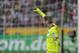 MOENCHENGLADBACH, GERMANY - AUGUST 23: Loris Karius (1) of FSV Mainz 05 directing his team into position for the upcoming free-kick at Borussia Park on August 23, 2015 in Moenchengladbach, Germany. (Photo by Oliver Kremer at Pixolli Studios/Getty Images)