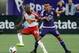 May 6, 2016; Orlando, FL, USA; New York Red Bulls forward Bradley Wright-Phillips (99) and Orlando City FC midfielder Darwin Ceren (17) battle during the first half of a soccer match at Camping World Stadium. Mandatory Credit: Reinhold Matay-USA TODAY Spo