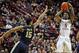 Jan 23, 2016; Tallahassee, FL, USA; Florida State Seminoles guard Malik Beasley (5) shoots the ball past Pittsburgh Panthers guard Sterling Smith (15) during the second half at the Donald L. Tucker Center. Mandatory Credit: Melina Vastola-USA TODAY Sports