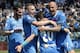 EMPOLI, ITALY - APRIL 10: Manuel Pucciarelli and Piotr Zielinski of Empoli FC celebrates after scoring a goal during the Serie A match between Empoli FC and ACF Fiorentina at Stadio Carlo Castellani on April 10, 2016 in Empoli, Italy. (Photo by Gabriele