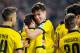 AUGSBURG, GERMANY - MARCH 20: Gonzalo Castro of Dortmund celebrates his team's second goal with team mate Julian Weigl during the Bundesliga match between FC Augsburg and Borussia Dortmund at SGL Arena on March 20, 2016 in Augsburg, Germany. (Photo by S