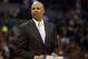 Mar 1, 2015; Denver, CO, USA; Denver Nuggets head coach Brian Shaw reacts during the first half against the New Orleans Pelicans at Pepsi Center. Mandatory Credit: Chris Humphreys-USA TODAY Sports