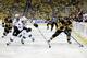 PITTSBURGH, PA - MAY 30: Sidney Crosby #87 of the Pittsburgh Penguins skates against Justin Braun #61 of the San Jose Sharks during the first period in Game One of the 2016 NHL Stanley Cup Final at Consol Energy Center on May 30, 2016 in Pittsburgh, Penn