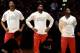 SAN ANTONIO, TX - JUNE 05: Chris Bosh #1, LeBron James #6 and Dwyane Wade #3 of the Miami Heat stand in observance of the national anthem before Game One of the 2014 NBA Finals between the Miami Heat and San Antonio Spurs at AT&T Center on June 5, 2014 in