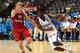 Israel's Shawn Dawson (R) vies with Russia's Semen Antonov (L) during the group A qualification basketball match between Israel and Russia at the EuroBasket 2015 in Montpellier on September 5, 2015. AFP PHOTO / PASCAL GUYOT (Photo credit should rea