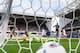 Joe Hart looks on in disbelief as Gareth Bale's free-kick nestles in the back of the net.