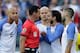 Colombian referee Wilmar Roldan expels USA's Jermaine Jones (2-R) during the Copa America Centenario football tournament quarterfinal match against Ecuador, in Seattle, Washington, United States, on June 16, 2016. / AFP / Jason REDMOND (Photo cred