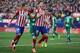 MADRID, SPAIN - FEBRUARY 06: Saul Niguez of Club Atletico de Madrid celebrates with Jose Maria Gimenez after scoring his team's 2nd goal during the La Liga match between Club Atletico de Madrid and SD Eibar at Vicente Calderon Stadium on February 6, 2016