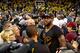 OAKLAND, CA - JUNE 19: LeBron James #23 of the Cleveland Cavaliers celebrates after defeating the Golden State Warriors 93-89 in Game 7 of the 2016 NBA Finals at ORACLE Arena on June 19, 2016 in Oakland, California. NOTE TO USER: User expressly acknowled