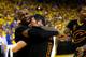 OAKLAND, CA - JUNE 19: LeBron James #23 and Kevin Love #0 of the Cleveland Cavaliers celebrate after defeating the Golden State Warriors 93-89 in Game 7 of the 2016 NBA Finals at ORACLE Arena on June 19, 2016 in Oakland, California. NOTE TO USER: User ex