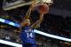 March 24, 2016; Anaheim, CA, USA; Duke Blue Devils guard Brandon Ingram (14) dunks to score a basket against Oregon Ducks during the second half of the semifinal game in the West regional of the NCAA Tournament at Honda Center. Mandatory Credit: Richard