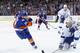 NEW YORK, NY - MAY 03: Kyle Okposo #21 of the New York Islanders skates against the Tampa Bay Lightning in Game Three of the Eastern Conference Second Round during the 2016 NHL Stanley Cup Playoffs at the Barclays Center on May 03, 2016 in the Brooklyn bo