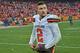 KANSAS CITY, MO - DECEMBER 27: Quarterback Johnny Manziel #2 of the Cleveland Browns walks off the field, after losing to the Kansas City Chiefs on December 27, 2015 at Arrowhead Stadium in Kansas City, Missouri. (Photo by Peter G. Aiken/Getty Images)