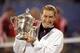 Aug-Sep 1996: Steffi Graf of Germany holds the trophy aloft after her victory in the Womens Singles Final match during the US Open Tournament played at Flushing Meadow in New York, USA. \ Mandatory Credit: Shaun Botterill/Allsport