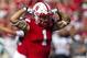 Sep 26, 2015; Lincoln, NE, USA; Nebraska Cornhuskers wide receiver Jordan Westerkamp (1) gestures after scoring a touchdown against the Southern Mississippi Golden Eagles in the first half at Memorial Stadium. Mandatory Credit: Bruce Thorson-USA TODAY Spo