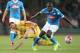 Napoli's French defender Kalidou Koulibaly (R) fights for the ball with Frosinone's forward from Italy Daniel Ciofani during the Italian Serie A football match SSC Napoli vs Frosinone Calcio on May 14 2016 at the San Paolo stadium in Naples. / AFP / CARLO