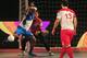Ronaldhino (L) from the Goa 5's plays against the Kolkata 5's during their Premier Futsal Football League match in Chennai on July 15, 2016. / AFP / ARUN SANKAR (Photo credit should read ARUN SANKAR/AFP/Getty Images)