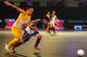 Alessandro Rosa Viera, also known Falcao, (L), from the Chennai 5's plays against the Kochi 5's Chaguinha during their Premier Futsal Football League match in Chennai on July 15, 2016 / AFP / ARUN SANKAR (Photo credit should read ARUN SANKAR/AFP/Ge