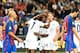 Leicester's Nigerian forward Ahmed Musa (2nd L) celebrates with his teammates after scoring a goal during the 2016 International Champions Cup friendly football match between FC Barcelona and Leicester City at Friends Arena on August 3, 2016 in Solna, Swe
