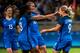 France celebrate Le Sommer making it 2-0 against Colombia.