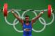 Colombia's Oscar Albeiro Figueroa Mosquera competes in the Men's 62kg weightlifting competition at the Rio 2016 Olympic Games in Rio de Janeiro on August 8, 2016. / AFP / GOH Chai Hin (Photo credit should read GOH CHAI HIN/AFP/Getty Images)