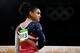 RIO DE JANEIRO, BRAZIL - AUGUST 09: Lauren Hernandez of the United States prepares ro compete on the balance beam during the Artistic Gymnastics Women's Team Final on Day 4 of the Rio 2016 Olympic Games at the Rio Olympic Arena on August 9, 2016 in Rio d