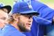 Aug 7, 2016; Los Angeles, CA, USA; Los Angeles Dodgers starting pitcher Clayton Kershaw (22) in the dugout during the fifth inning of the game against the Boston Red Sox at Dodger Stadium. Mandatory Credit: Jayne Kamin-Oncea-USA TODAY Sports
