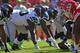 KANSAS CITY, MO - AUGUST 13: Defensive tackle Jarran Reed #90 of the Seattle Seahawks gets set on defense against the Kansas City Chiefs during the first half on August 13, 2016 at Arrowhead Stadium in Kansas City, Missouri. (Photo by Peter G. Aiken/Get