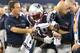 FOXBORO, MA - AUGUST 11: Malcolm Mitchell #19 of the New England Patriots leaves the field with an injury in the first half during a preseason game against the New Orleans Saints at Gillette Stadium on August 11, 2016 in Foxboro, Massachusetts. (Photo by