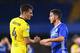 LONDON, ENGLAND - AUGUST 23: Eden Hazard of Chelsea shakes hands with Tom Lockyer of Bristol Rovers after the EFL Cup second round match between Chelsea and Bristol Rovers at Stamford Bridge on August 23, 2016 in London, England. (Photo by Michael Regan/