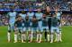 The Manchester City starting XI, (L-R back row) Ivorian midfielder Yaya Toura, Nigerian striker Kelechi Iheanacho, Brazilian midfielder Fernando, Serbian defender Aleksandar Kolarov, English goalkeeper Joe Hart, English defender John Stones (L-R front row