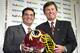 ASHBURN, : Washington Redskins' owner Daniel Snyder (L) and new Redskins' Head Coach Steve Spurrier pose for photographers 15 January 2002 during a press conference at Redskins Park in Ashburn, Virginia. Spurrier is now the highest paid coach in the NFL.