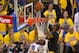 OAKLAND, CA - JUNE 19: LeBron James #23 of the Cleveland Cavaliers blocks a shot against Andre Iguodala #9 of the Golden State Warriors during Game Seven of the 2016 NBA Finals on June 19, 2016 at ORALCE Arena in Oakland, California. NOTE TO USER: User e