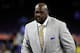 HOUSTON, TEXAS - APRIL 04: Former NBA player and commentator Shaquille O'Neal looks on prior to the 2016 NCAA Men's Final Four National Championship game between the Villanova Wildcats and the North Carolina Tar Heels at NRG Stadium on April 4, 2016 in H