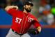 NEW YORK, NY - SEPTEMBER 03: Pitcher Tanner Roark #57 of the Washington Nationals delivers a pitch against the New York Mets inning during the first inning of a game at Citi Field on September 3, 2016 in the Flushing neighborhood of the Queens borough of