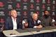 HOUSTON, TX - JULY 09: Mike D'Antoni and Leslie Alexander announces James Harden #13 of the Houston Rockets new contract during a press conference on July 09, 2016 at Toyota Center in Houston, Texas. NOTE TO USER: User expressly acknowledges and agrees t