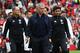 MANCHESTER, ENGLAND - SEPTEMBER 10: Jose Mourinho, Manager of Manchester United and his backrroom team make their way to their seats during the Premier League match between Manchester United and Manchester City at Old Trafford on September 10, 2016 in Ma