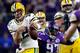 MINNEAPOLIS, MN - SEPTEMBER 18: Defensive end Everson Griffen #97 of the Minnesota Vikings knocks the ball out of the hands of quarterback Aaron Rodgers #12 of the Green Bay Packers for a fumble during the game on September 18, 2016 in Minneapolis, Minne