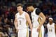 NEW ORLEANS, LA - JANUARY 08: Omer Asik #3 watches as Anthony Davis #23 of the New Orleans Pelicans leaves the court with a back injury during the first half of a game against the Indiana Pacers at the Smoothie King Center on January 8, 2016 in New Orlea