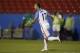 Mar 29, 2016; Frisco, TX, USA; USA Jerome Kiesewetter (17) celebrates a goal in the second half against the Columbia during the 2016 Olympic qualifying game at Toyota Stadium. Columbia won 2-1. Mandatory Credit: Tim Heitman-USA TODAY Sports