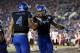 MEMPHIS, TN -SEPTEMBER 24: Tony Pollard #1 of the Memphis Tigers celebrates his touchdown with Riley Ferguson #4 of the Memphis Tigers against the Bowling Green Falcons on September 24, 2016 at Liberty Bowl Memorial Stadium in Memphis, Tennessee. Memphis